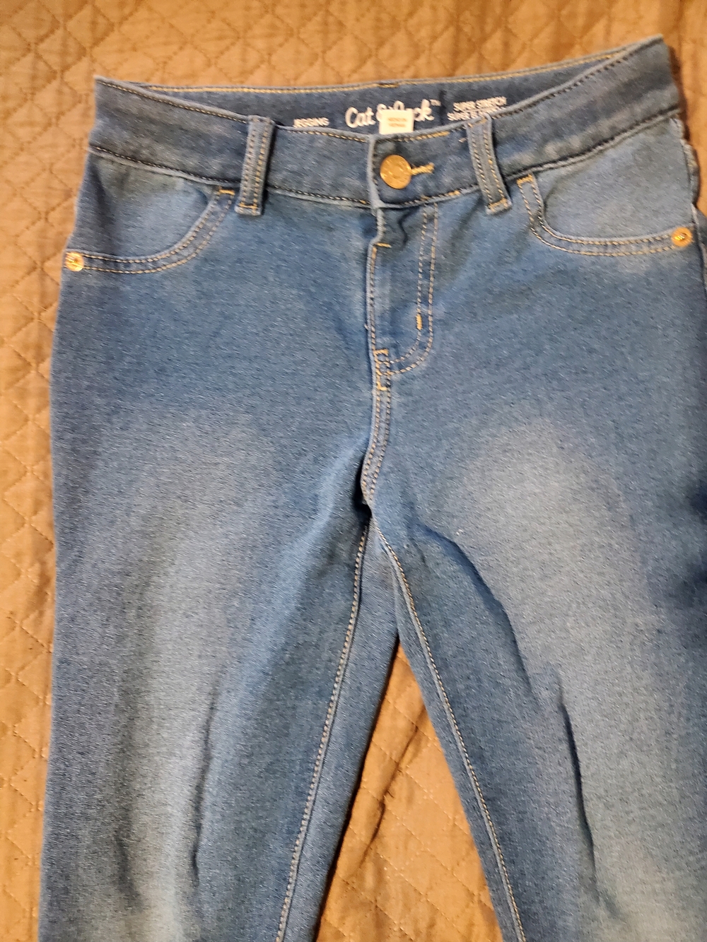 GIRLS Size 8 (m) Cat & Jack Denim Blue Jeggings with Gold Button - Picture 6 of 6